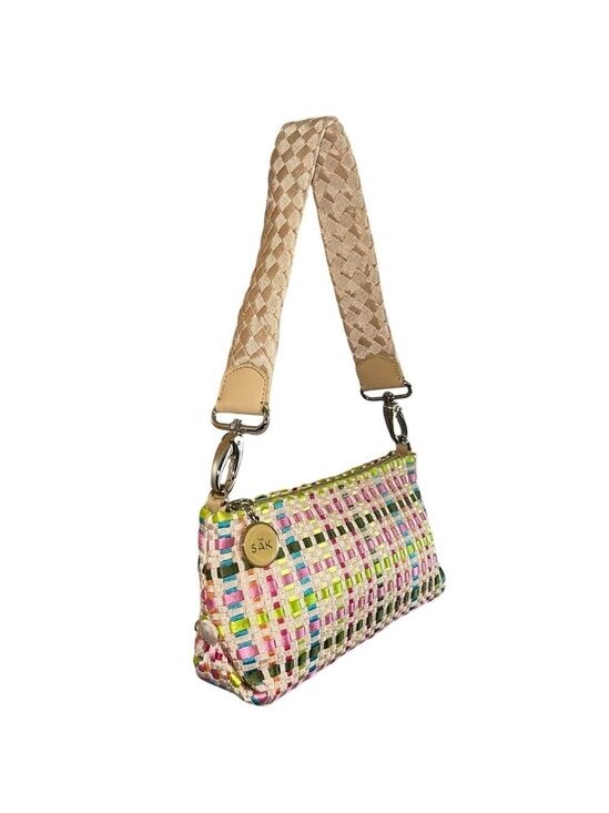 The Sak Handbags - THE SAK Pastel Spring Bouquet Ribbon Basket Weave Clutch Purse Shoulder Strap